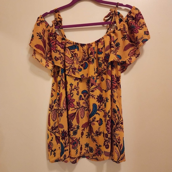 Boutique Kassia Floral Cold Shoulder Short Sleeve Blouse OX - Picture 5 of 5